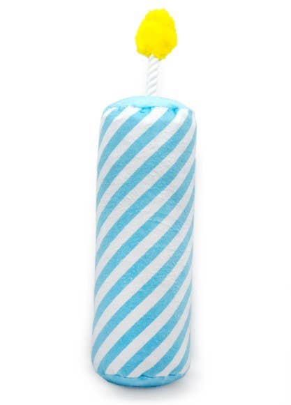 ThoozyPet Birthday Candle Blue Plush Dog Toy with Rope 16"