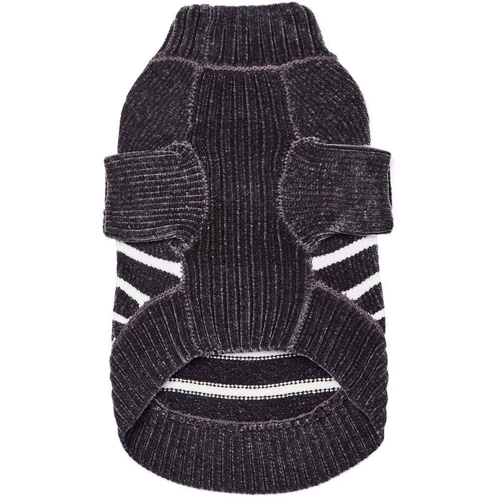 Dog Sweater, Chenille Classy Striped Sweater, Chic Grey