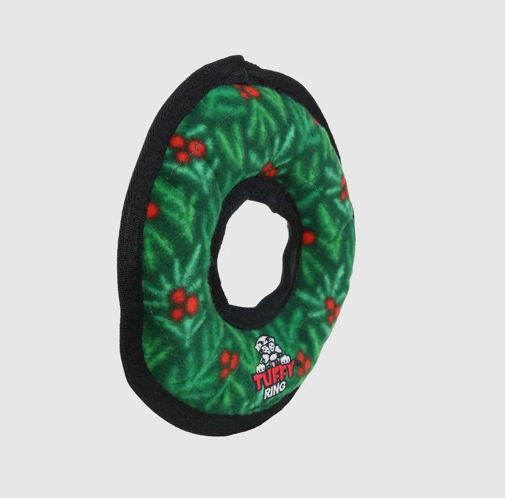 Tuffy Holiday Medium Ring
Wreath, Durable Squeaky Dog Toy