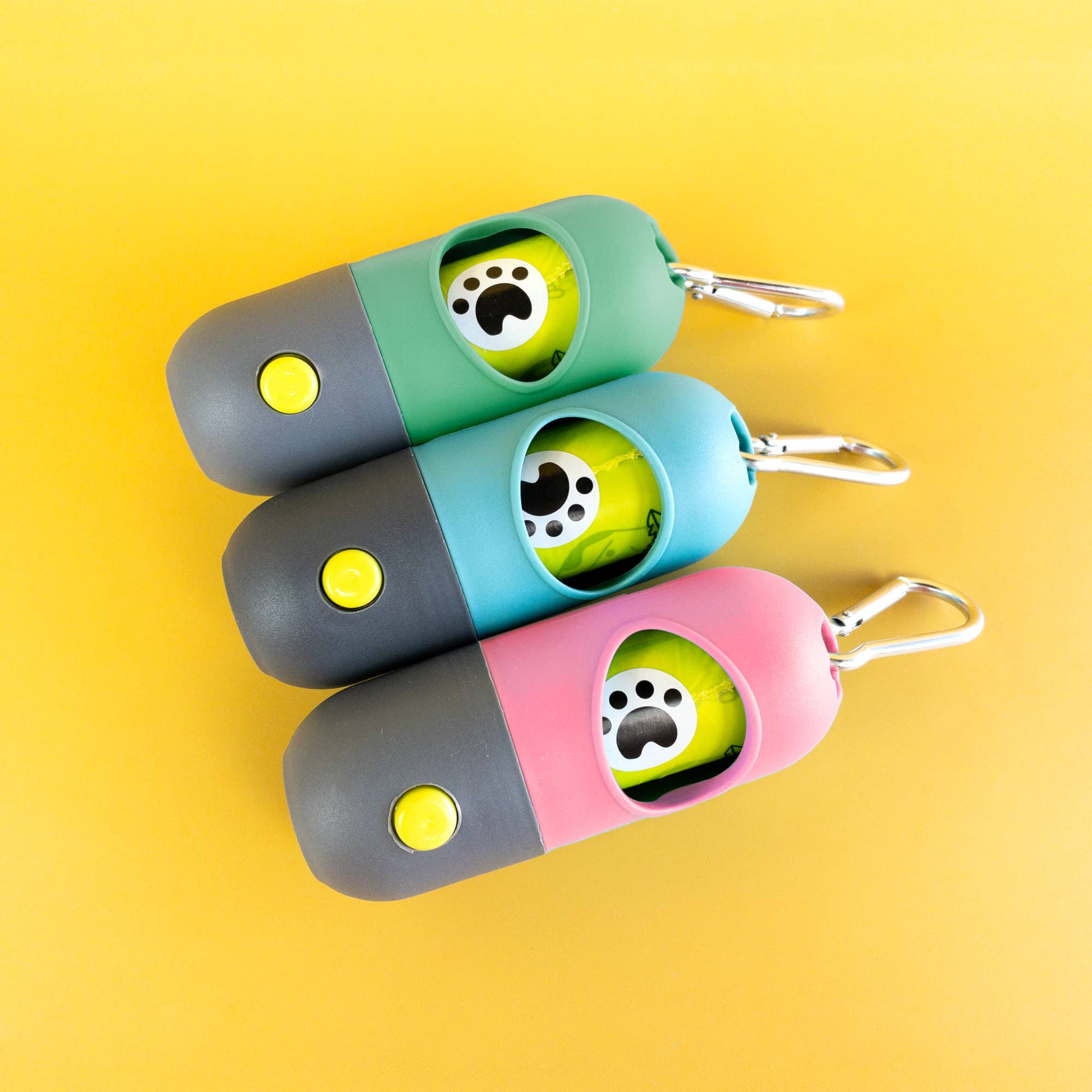 Poop Bag Dispenser with LED Flashlight: Pink