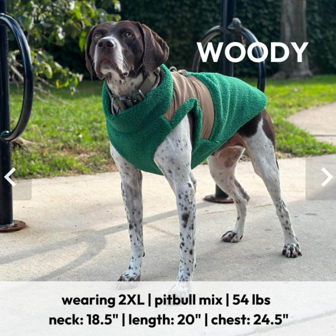 Zip Up Sherpa Vest: Forest Green