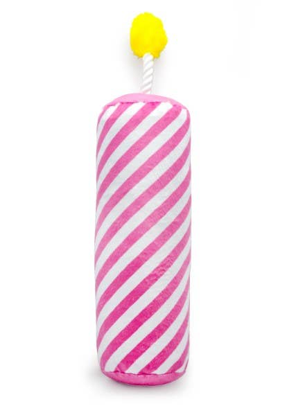 ThoozyPet Birthday Candle Pink Plush Dog Toy with Rope 16"