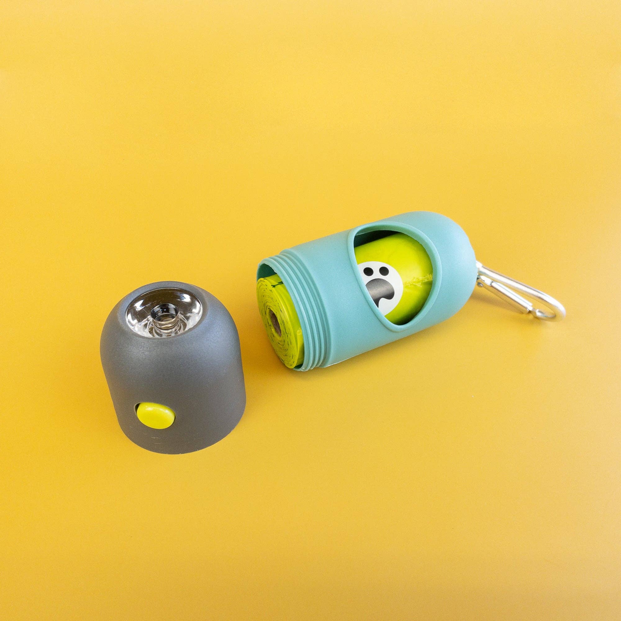 Poop Bag Dispenser with LED Flashlight: Seafoam