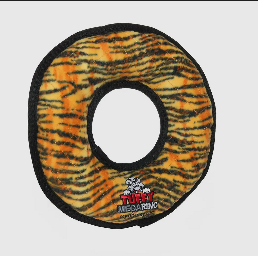 Tuffy Mega Ring Tiger, Durable, Tough, Squeaky Dog Toy
