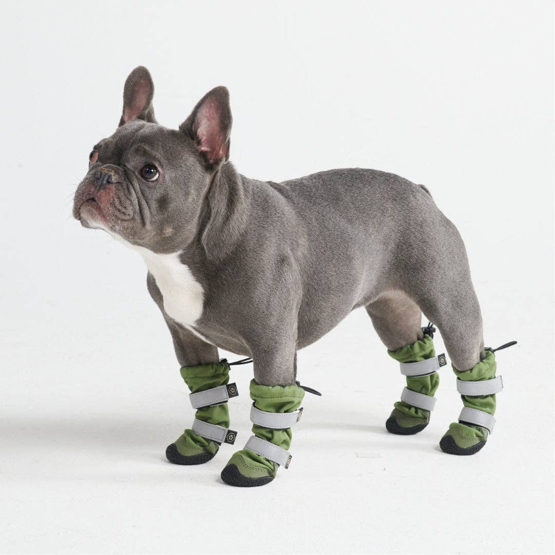 Flex Shell Water-resistant Dog Boots - Green: Green Boots / Size 1) for 14-23lbs/6.5-10.5kg