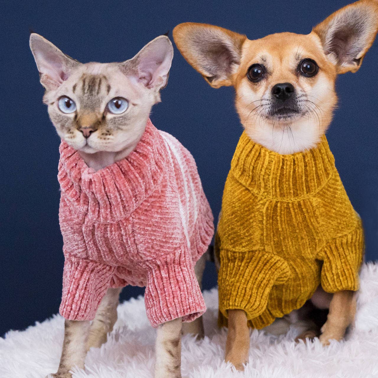 Dog Sweater, Chenille Classy Striped Sweater, Dusty Rose