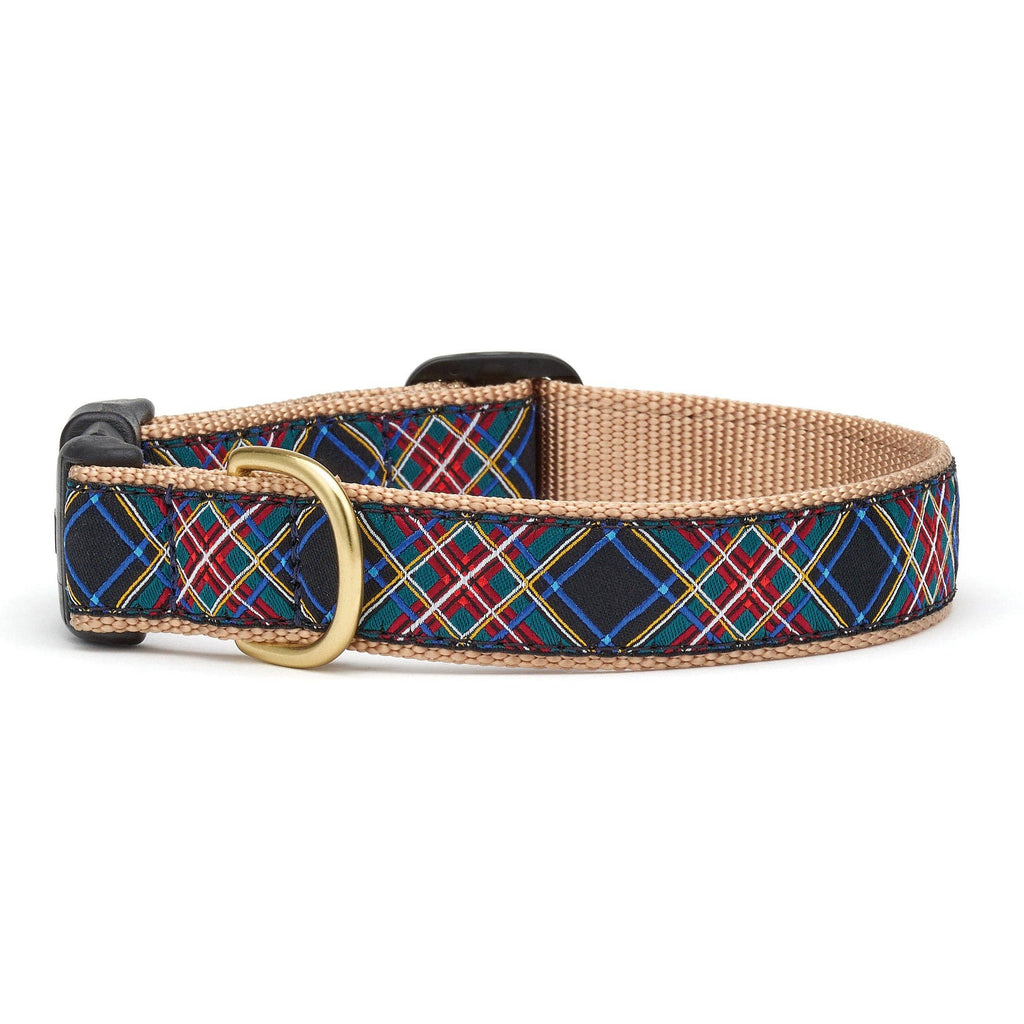 Black Tartan Dog Collar: Narrow