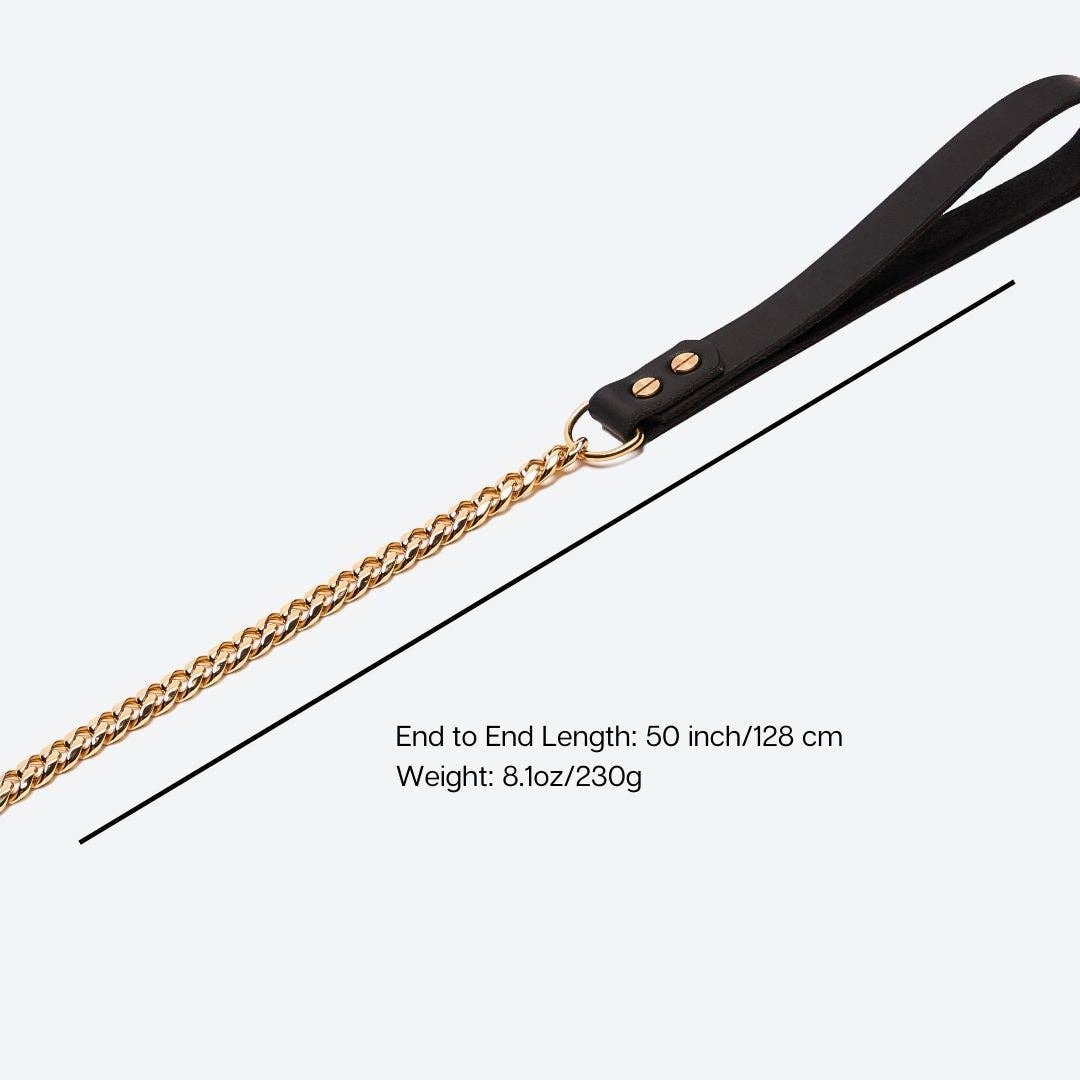 Cuban Link Gold Dog Leash: 35in/90cm length x 14mm width