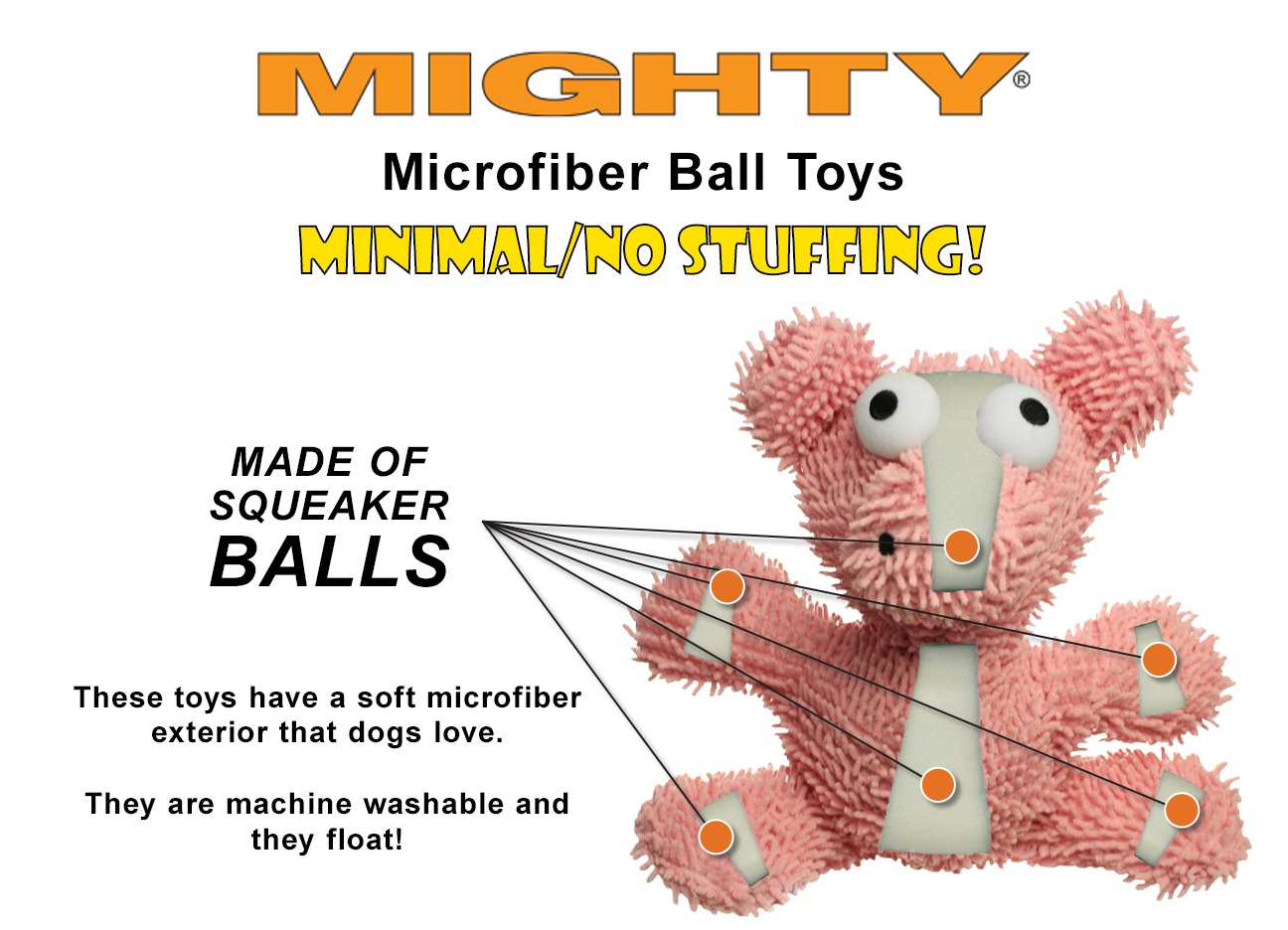 Mighty Jr Microfiber Ball Lobster, Durable, Squeaky Dog Toy