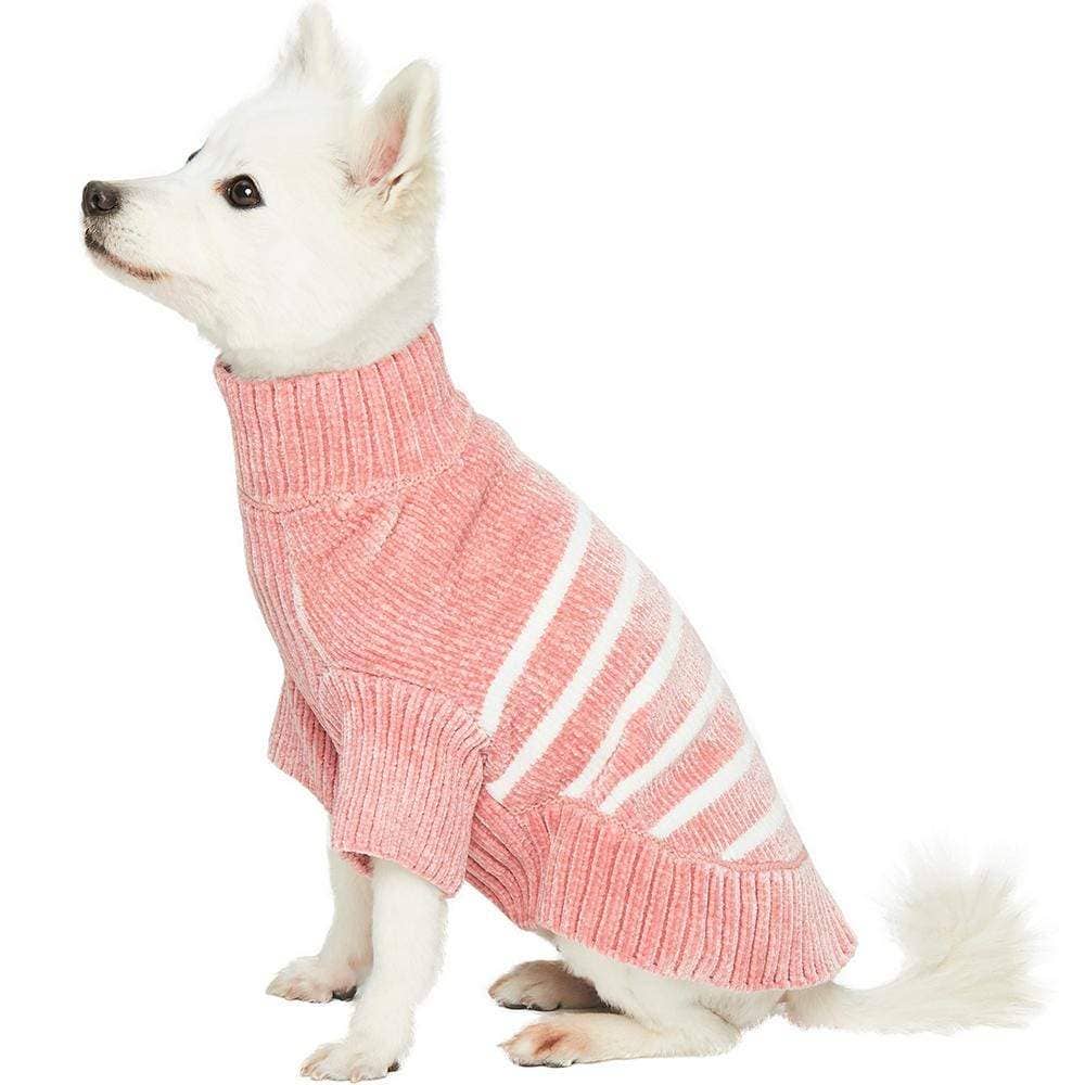 Dog Sweater, Chenille Classy Striped Sweater, Dusty Rose