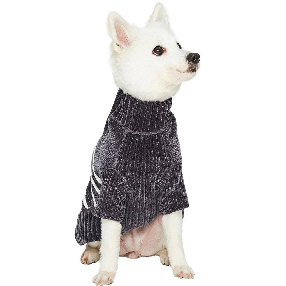 Dog Sweater, Chenille Classy Striped Sweater, Chic Grey