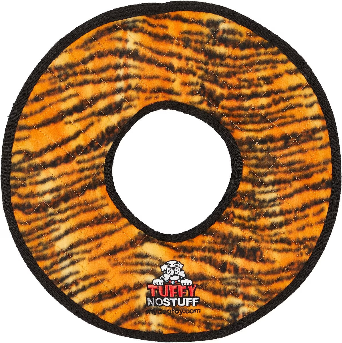 No Stuff Mega Ring Squeaky Plush Dog Toy, Tiger