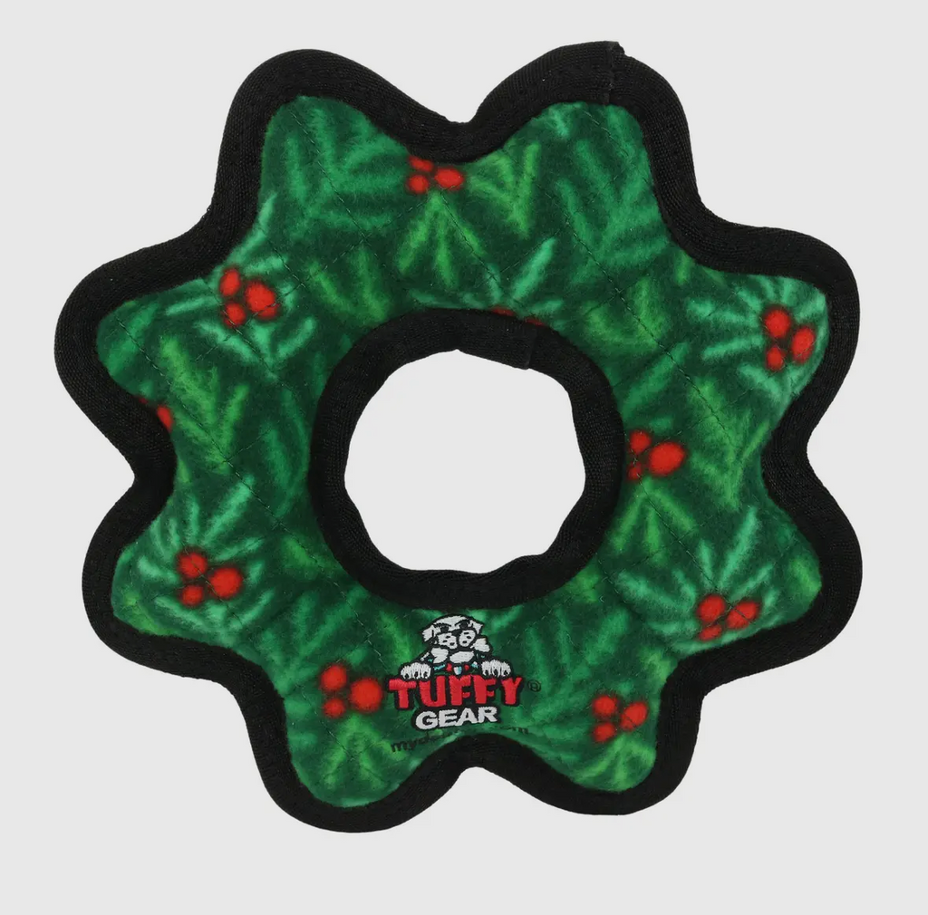 Tuffy Holiday Medium Gear Ring Wreath, Durable Dog Toy