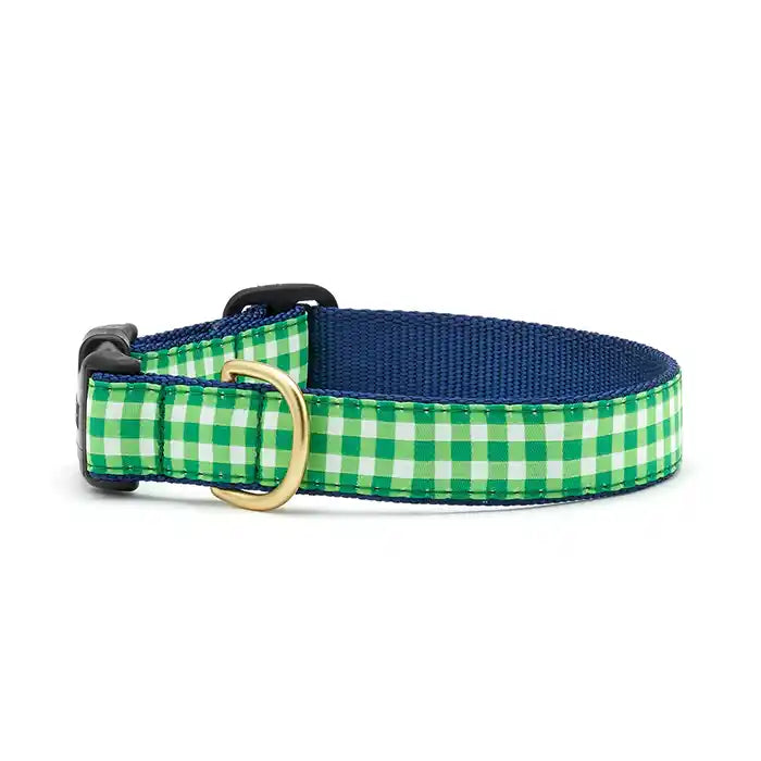 Lime Green Gingham Dog Collar