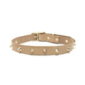 Smooth Spike Leather Dog Collar - Gold Tan