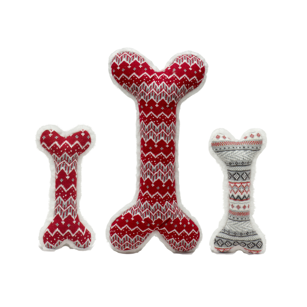Nordic Frost Plush Bone Dog Toy: Red 2 foot