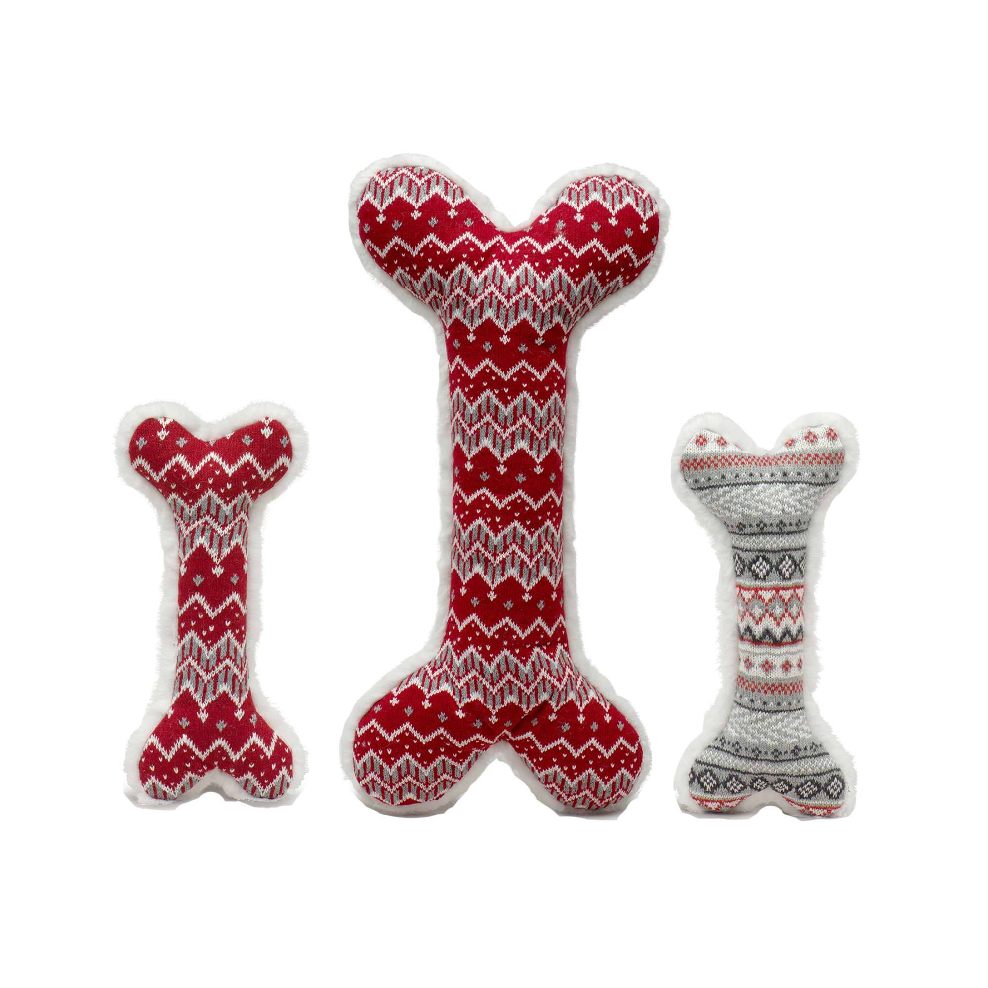 Nordic Frost Plush Bone Dog Toy: Red 2 foot