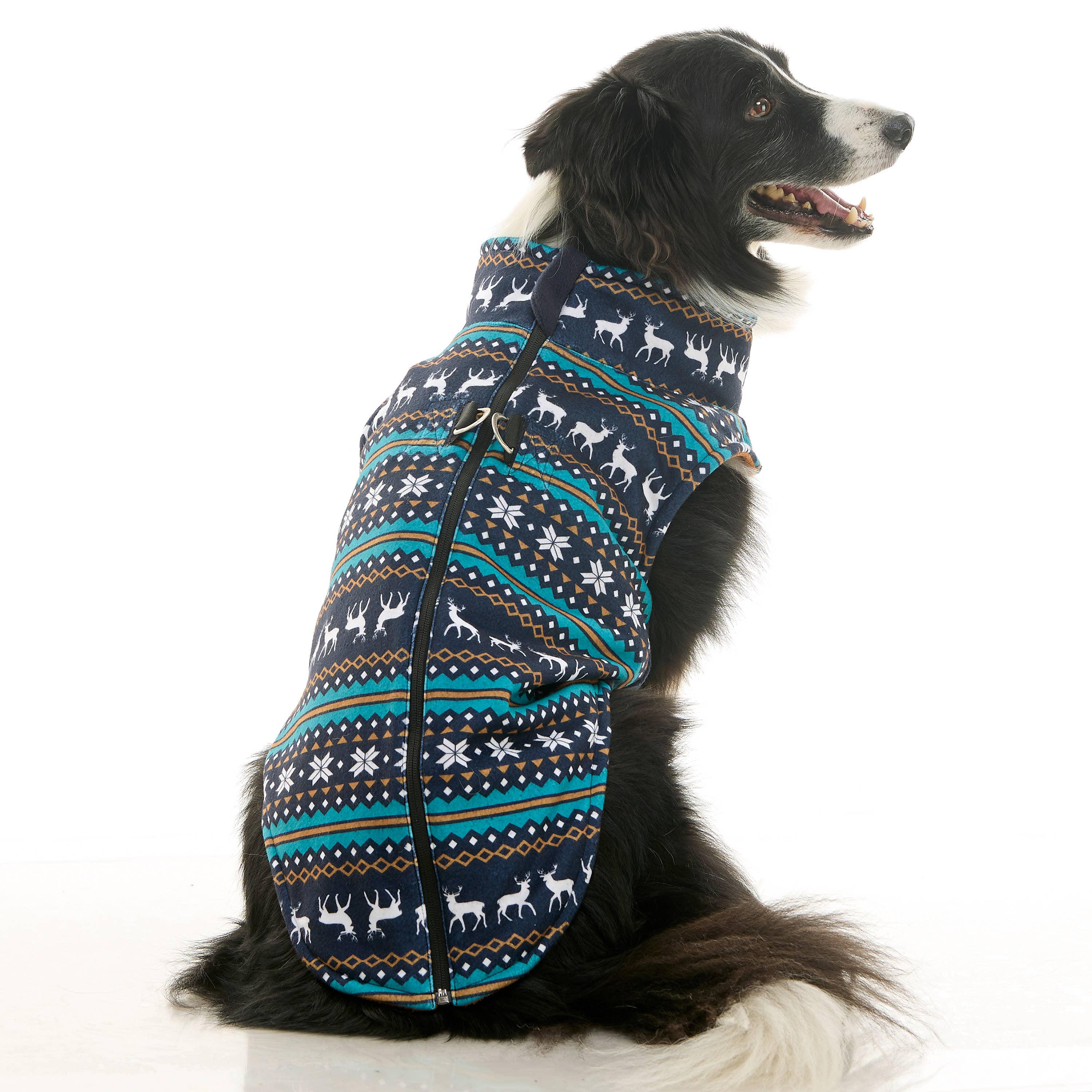 Zip Up Fleece Deer Blue