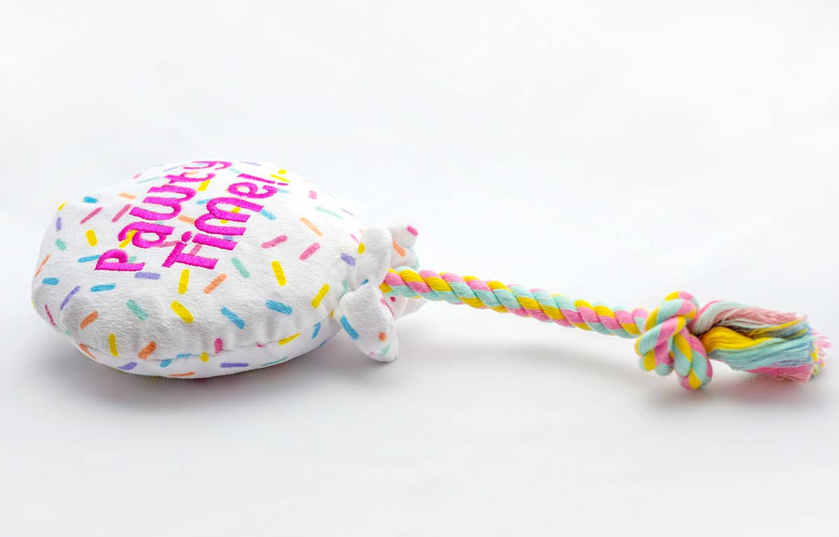 ThoozyPet Birthday Balloon Plush Dog Toy with Rope 7"