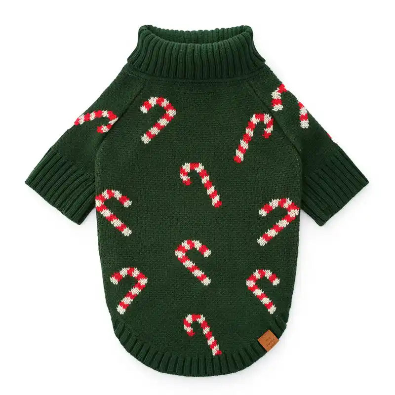 Evergreen Candy Canes Dog Sweater