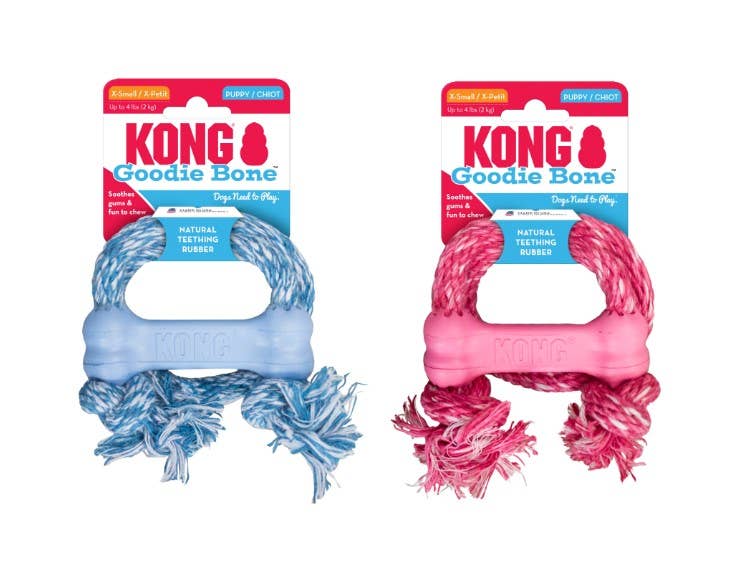 KONG® Puppy Goodie Bone w/Rope Chew Toy XS
