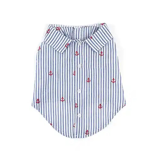 Navy Stripe Anchor Dog Shirt
