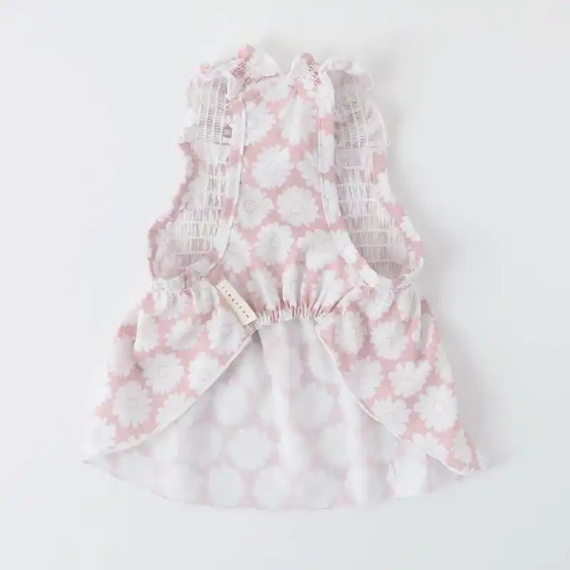 Smocked Daisy Dog Dress with Cooling Effect