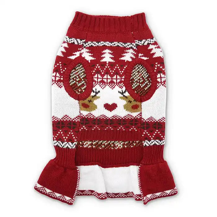 Reindeer Fair Isle Dog Sweater Dress