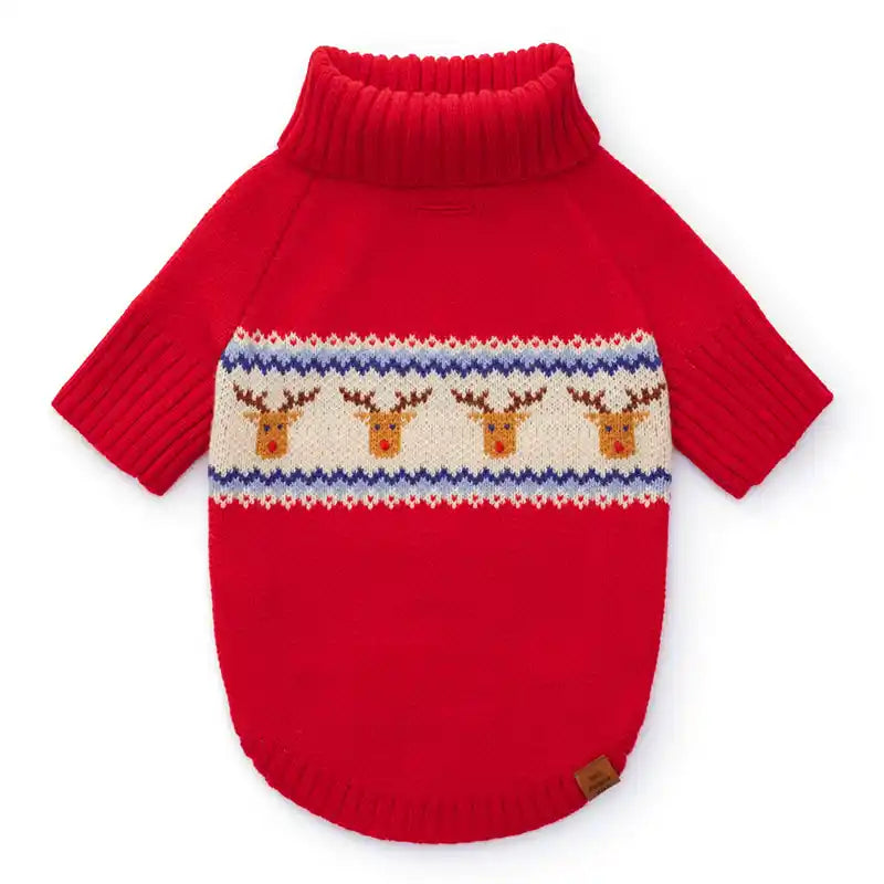 Reindeer Fairisle Turtleneck Dog Sweater