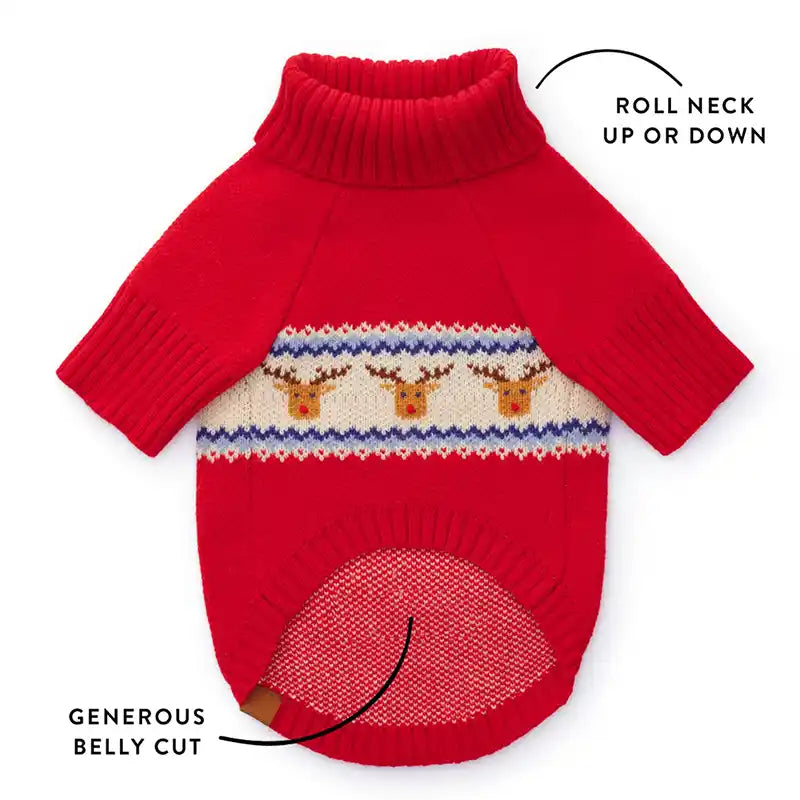 Reindeer Fairisle Turtleneck Dog Sweater