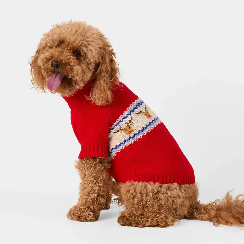 Reindeer Fairisle Turtleneck Dog Sweater