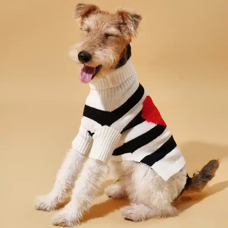 Sailor of My Heart Striped Turtleneck Dog Sweater