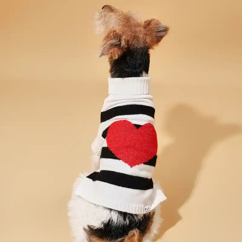 Sailor of My Heart Striped Turtleneck Dog Sweater